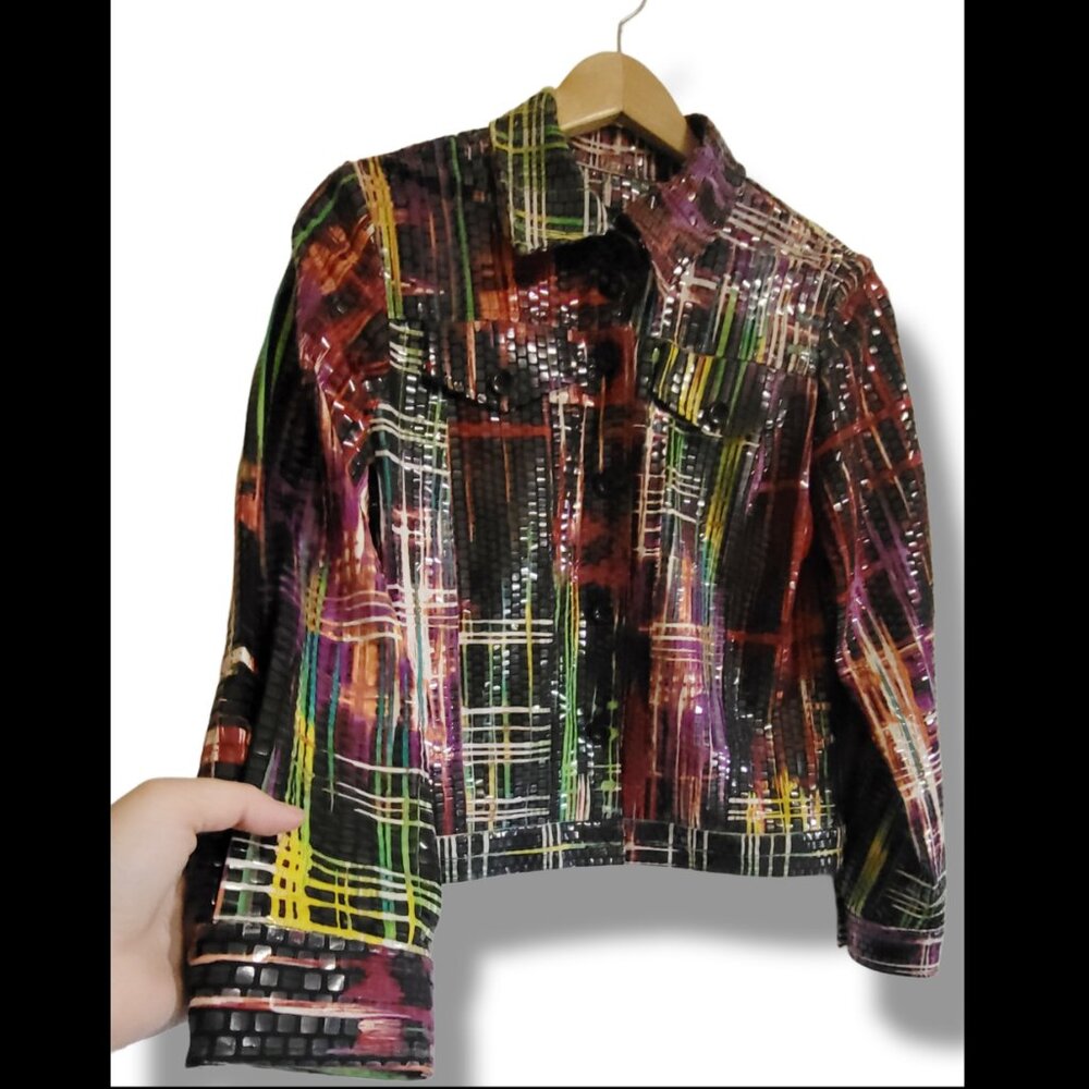 🌿Dazzling Perceptions New York Vintage Sequin Jacket - Size 6 Boho Chic Glam - Picture 5 of 10